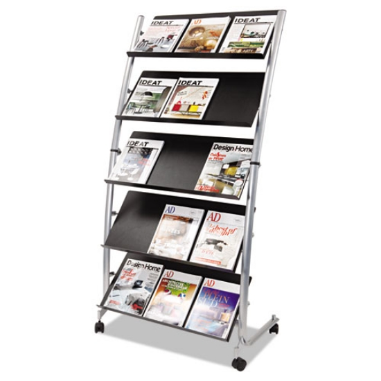 Picture of Mobile Literature Display, 32.38w X 20.13d X 65.38h, Silver Gray/black