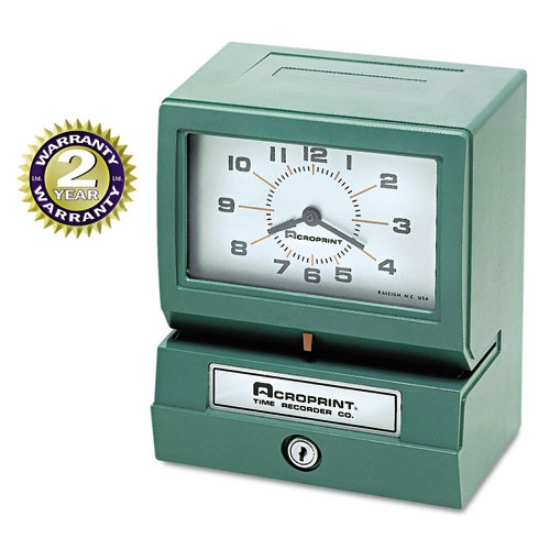 Picture of Model 150 Heavy-Duty Time Recorder, Automatic Operation, Month/date/1-12 Hours/minutes, Green