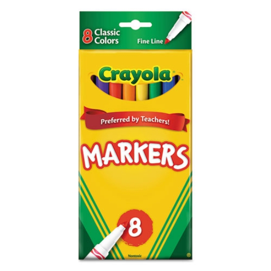 Picture of Non-Washable Marker, Fine Bullet Tip, Assorted Classic Colors, 8/pack
