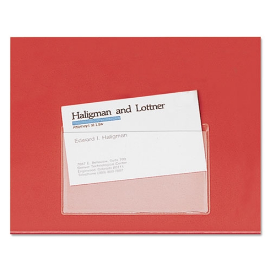 Picture of HOLD IT Poly Business Card Pocket, Top Load, 3.75 x 2.38, Clear, 10/Pack
