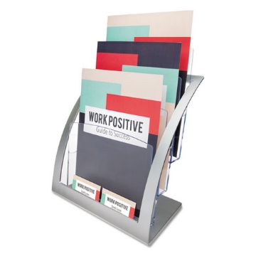 Picture of 3-Tier Literature Holder, Leaflet Size, 11.25w X 6.94d X 13.31h, Silver