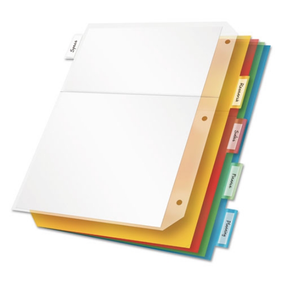 Picture of Poly Ring Binder Pockets, 8.5 x 11, Letter, Assorted Colors, 5/Pack