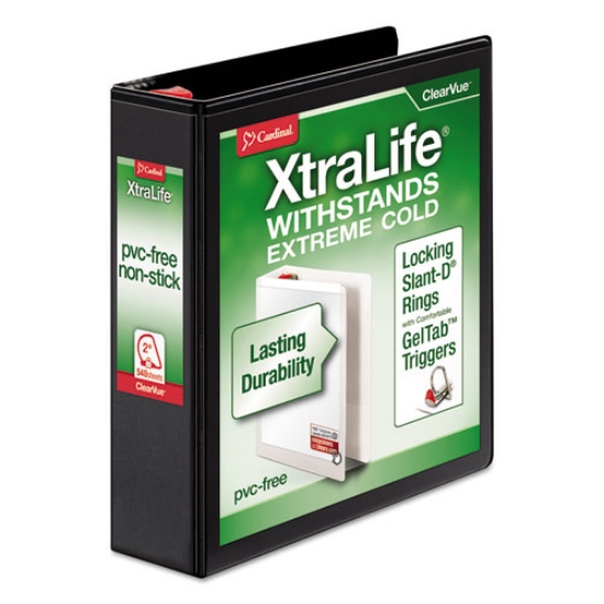 Picture of Xtralife Clearvue Non-Stick Locking Slant-D Ring Binder, 3 Rings, 2" Capacity, 11 X 8.5, Black