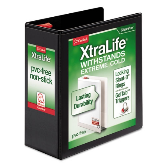 Picture of Xtralife Clearvue Non-Stick Locking Slant-D Ring Binder, 3 Rings, 4" Capacity, 11 X 8.5, Black