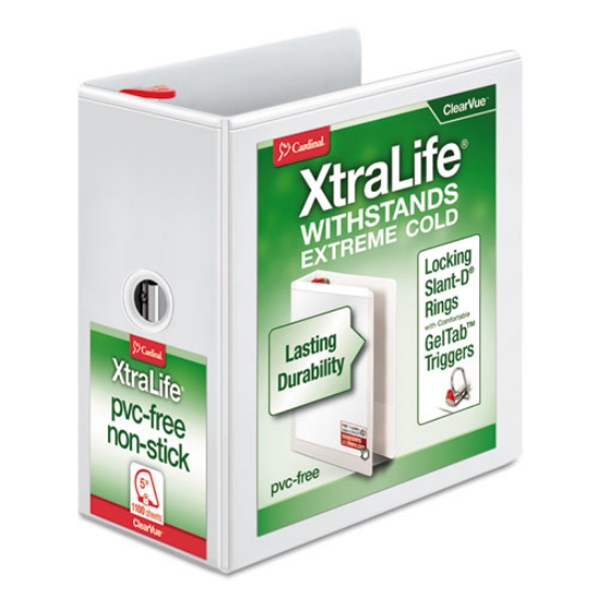 Picture of Xtralife Clearvue Non-Stick Locking Slant-D Ring Binder, 3 Rings, 5" Capacity, 11 X 8.5, White