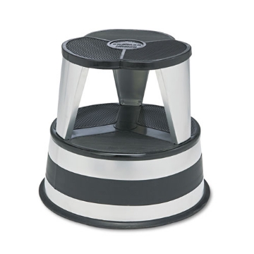 Picture of Kik-Step Steel Step Stool, 2-Step, 350 lb Capacity, 16" Diameter x 14.25"h, Silvertone