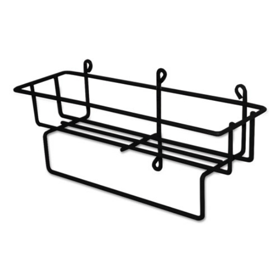 Picture of wall-mount wire basket for 5 l rtd cleaning solution bottles, 20" x 26" x 13.3" to 14", black, 12/carton