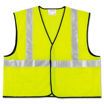 Picture of Class 2 Safety Vest, Polyester, Large Fluorescent Lime with Silver Stripe