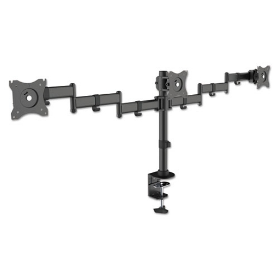 Picture of Articulating Triple Monitor Arms, For 13" To 27" Monitors, 360 Deg Rotation, 45 Deg Tilt, 180 Deg Pan, Black, Supports 18 Lb
