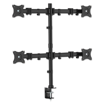 Picture of Articulating Quad Monitor Arms, For 13" To 27" Monitors, 360 Deg Rotation, 45 Deg Tilt, 180 Deg Pan, Black, Supports 18 Lb