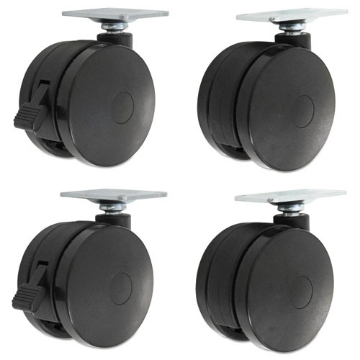 Picture of Casters for Height-Adjustable Table Bases, Grip Ring Stem, 2" Wheel, Black, 4/Set