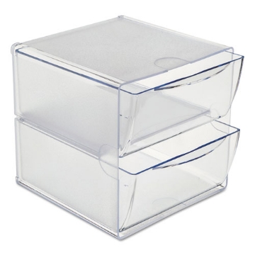 Picture of Stackable Cube Organizer, 2 Compartments, 2 Drawers, Plastic, 6 x 7.2 x 6, Clear