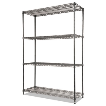 Picture of Wire Shelving Starter Kit, Four-Shelf, 48w X 18d X 72h, Black Anthracite