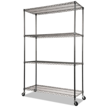 Picture of Nsf Certified 4-Shelf Wire Shelving Kit With Casters, 48w X 18d X 72h, Black Anthracite