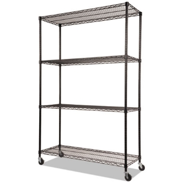 Picture of Nsf Certified 4-Shelf Wire Shelving Kit With Casters, 48w X 18d X 72h, Black