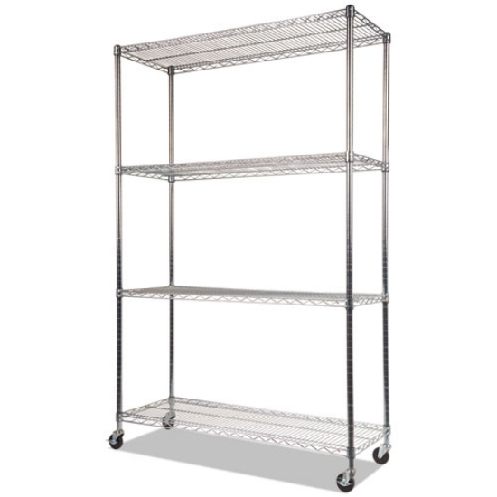 Picture of Nsf Certified 4-Shelf Wire Shelving Kit With Casters, 48w X 18d X 72h, Silver