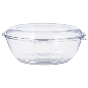 Picture of Tamper-Resistant, Tamper-Evident Bowls with Dome Lid, 48 oz, 8.9" Diameter x 3.4"h, Clear, Plastic, 100/Carton