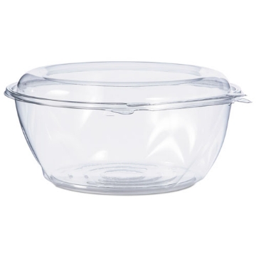Picture of Tamper-Resistant, Tamper-Evident Bowls with Dome Lid, 64 oz, 8.9" Diameter x 4"h, Clear, Plastic, 100/Carton
