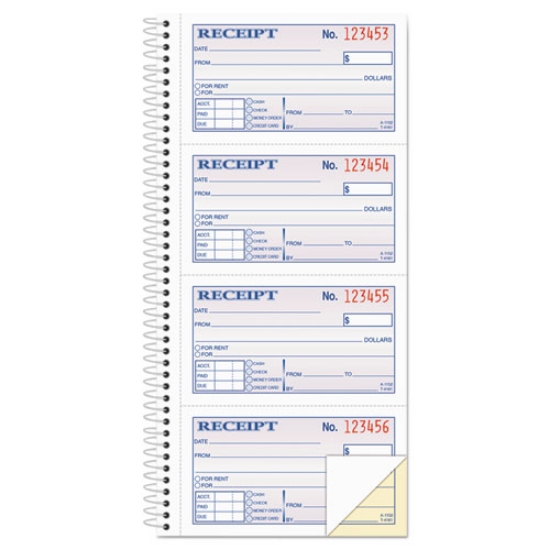 Picture of 2-Part Receipt Book, Two-Part Carbonless, 4.75 x 2.75, 4 Forms/Sheet, 200 Forms Total