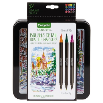 Picture of Brush And Detail Dual Ended Markers, Extra-Fine Brush/bullet Tips, Assorted Colors, 16/set