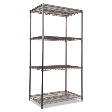 Picture of Wire Shelving Starter Kit, Four-Shelf, 36w X 24d X 72h, Black Anthracite
