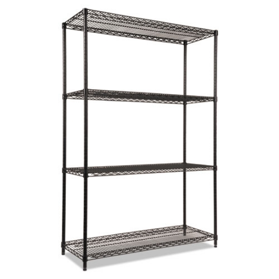 Picture of NSF Certified Industrial Four-Shelf Wire Shelving Kit, 48w x 18d x 72h, Black