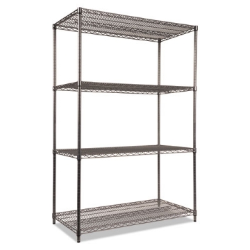 Picture of Wire Shelving Starter Kit, Four-Shelf, 48w X 24d X 72h, Black Anthracite