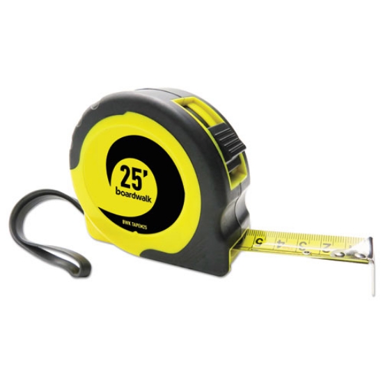 Picture of Easy Grip Tape Measure, 25 Ft, Plastic Case, Black And Yellow, 1/16" Graduations
