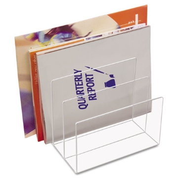 Picture of Clear Acrylic Desk File, 3 Sections, Letter To Legal Size Files, 8" X 6.5" X 7.5", Clear