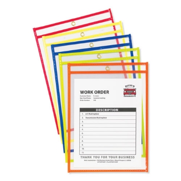 Picture of Stitched Shop Ticket Holders, Neon, Assorted 5 Colors, 75", 9 X 12, 10/pack