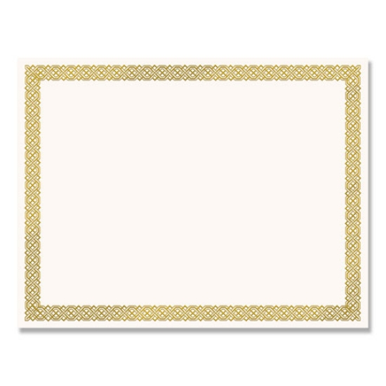 Picture of Foil Border Certificates, 8.5 X 11, Ivory/gold With Braided Gold Border, 12/pack