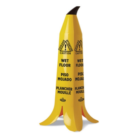 Picture of Banana Wet Floor Cones, 14.25 X 14.25 X 36.75, Yellow/brown/black