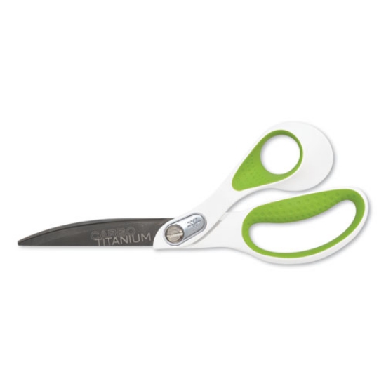 Picture of Carbotitanium Bonded Scissors, 9" Long, 4.5" Cut Length, White/green Bent Handle