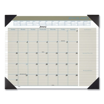Picture of Executive Monthly Desk Pad Calendar, 22 x 17, White Sheets, Black Corners, 12-Month (Jan to Dec): 2024