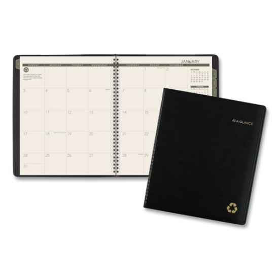 Picture of Recycled Monthly Planner, 11 x 9, Black Cover, 13-Month (Jan to Jan): 2024 to 2025