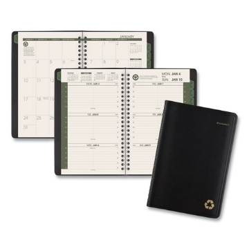 Picture of Recycled Weekly Block Format Appointment Book, 8.5 x 5.5, Black Cover, 12-Month (Jan to Dec): 2024