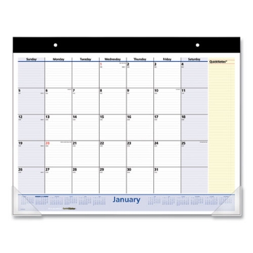 Picture of QuickNotes Desk Pad, 22 x 17, White/Blue/Yellow Sheets, Black Binding, Clear Corners, 13-Month (Jan to Jan): 2024 to 2025