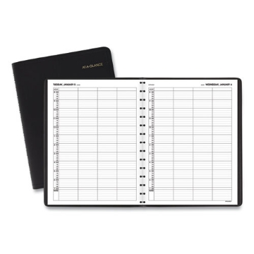 Picture of Four-Person Group Daily Appointment Book, 11 x 8, Black Cover, 12-Month (Jan to Dec): 2024