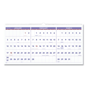 Picture of Deluxe Three-Month Reference Wall Calendar, Horizontal Orientation, 24 x 12, White Sheets, 15-Month (Dec-Feb): 2023 to 2025