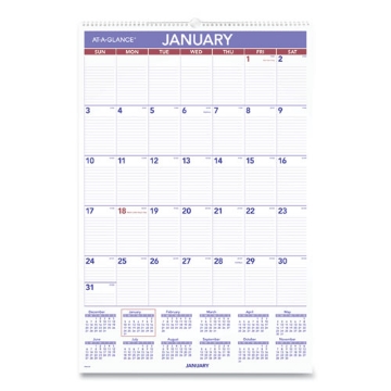 Picture of Monthly Wall Calendar with Ruled Daily Blocks, 20 x 30, White Sheets, 12-Month (Jan to Dec): 2024
