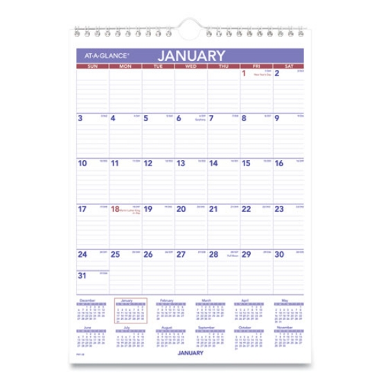 Picture of Monthly Wall Calendar with Ruled Daily Blocks, 8 x 11, White Sheets, 12-Month (Jan to Dec): 2024