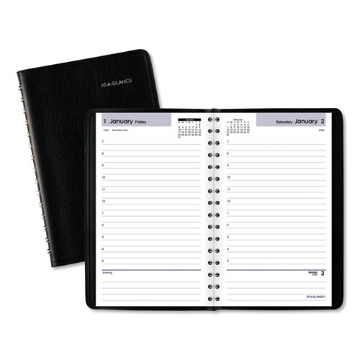 Picture of DayMinder Daily Appointment Book, 8 x 5, Black Cover, 12-Month (Jan to Dec): 2024