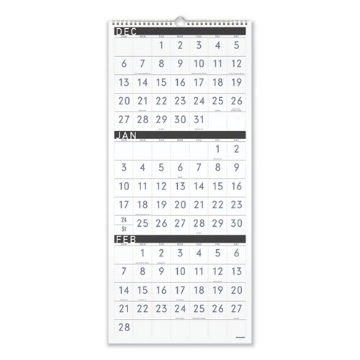 Picture of Three-Month Reference Wall Calendar, Contemporary Artwork/Formatting, 12 x 27, White Sheets, 15-Month (Dec-Feb): 2023 to 2025