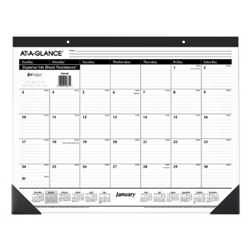 Picture of Ruled Desk Pad, 22 x 17, White Sheets, Black Binding, Black Corners, 12-Month (Jan to Dec): 2024