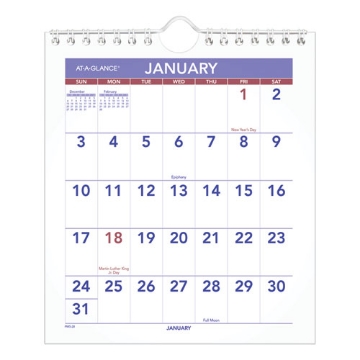 Picture of Mini Monthly Wall Calendar with Fold-Out Easel, 7 x 8, White Sheets, 12-Month (Jan to Dec): 2024