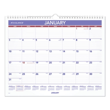 Picture of Monthly Wall Calendar, 15 x 12, White/Red/Blue Sheets, 12-Month (Jan to Dec): 2024