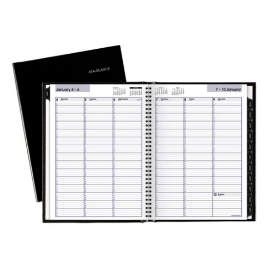 Picture of DayMinder Hardcover Weekly Vertical-Column Format Appointment Book, 11 x 8, Black Cover, 12-Month (Jan to Dec): 2024