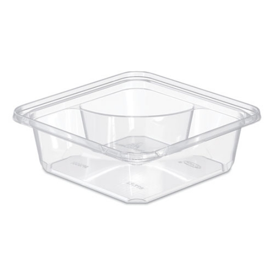 Picture of TamperGuard Snack Boxes, 2-Compartment, 6.3 x 6.3 x 2.1, Clear, Plastic, 300/Carton