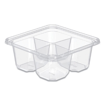 Picture of TamperGuard Snack Boxes, 4-Compartment, 6.3 x 6.3 x 2.6, Clear, Plastic, 300/Carton