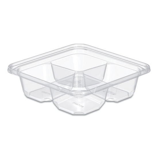 Picture of TamperGuard Snack Boxes, 4-Compartment, 6.3 x 6.3 x 1.8, Clear, Plastic, 300/Carton